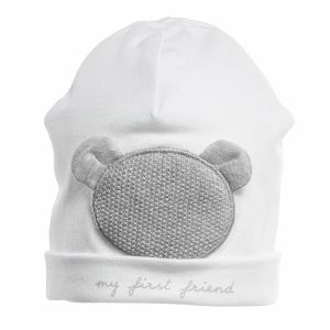 Bonnet xl knitted teddy bear 0114 Whi-Perl