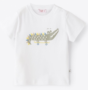 T-shirt s/s white/green 0154
